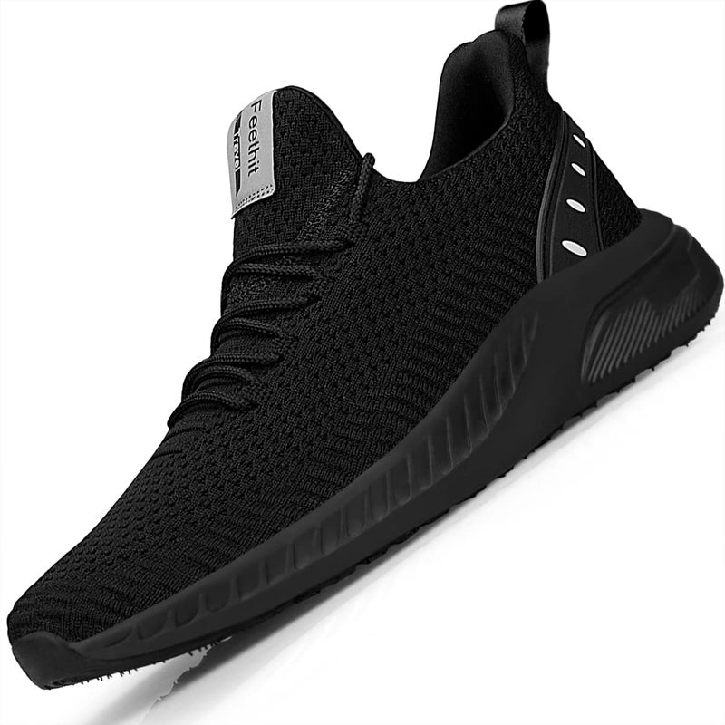 Feethit Mens Slip On Walking Shoes Blade Tennis Shoes Non Slip Running Shoes Lightweight Workout Shoes Breathable Mesh Fashion Sneakers All Black Size 10 - Image 1